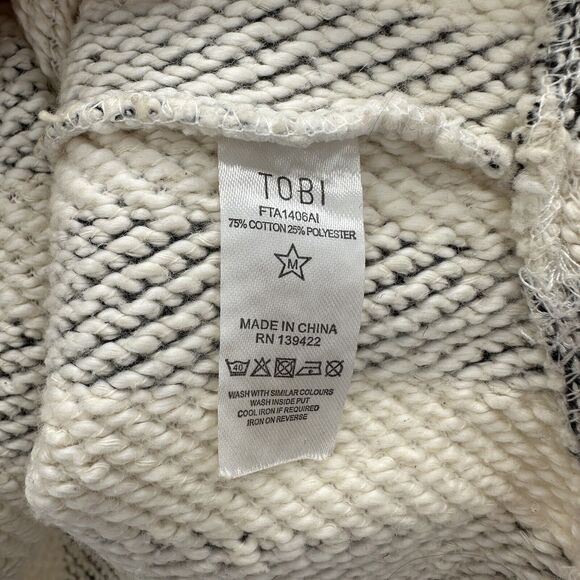 TOBI Tank Top Cropped Knit Black Ivory Striped Size M Keyhole Back Preppy Glam‎ - Picture 8 of 8